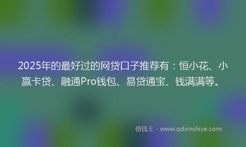 2025年的最好过的网贷口子推荐有：恒小花、小赢卡贷、融通Pro钱包、易贷通宝、钱满满等。