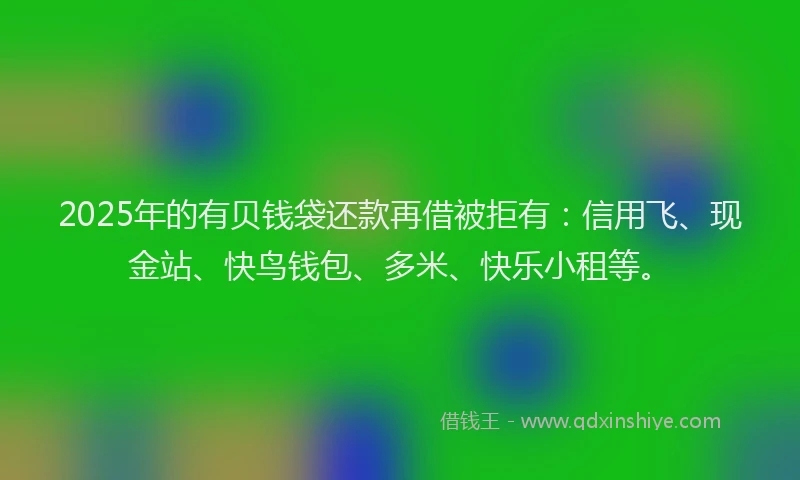 2025年的有贝钱袋还款再借被拒有：信用飞、现金站、快鸟钱包、多米、快乐小租等。