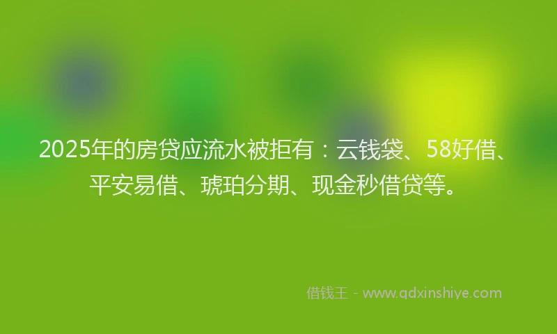2025年的房贷应流水被拒有：云钱袋、58好借、平安易借、琥珀分期、现金秒借贷等。