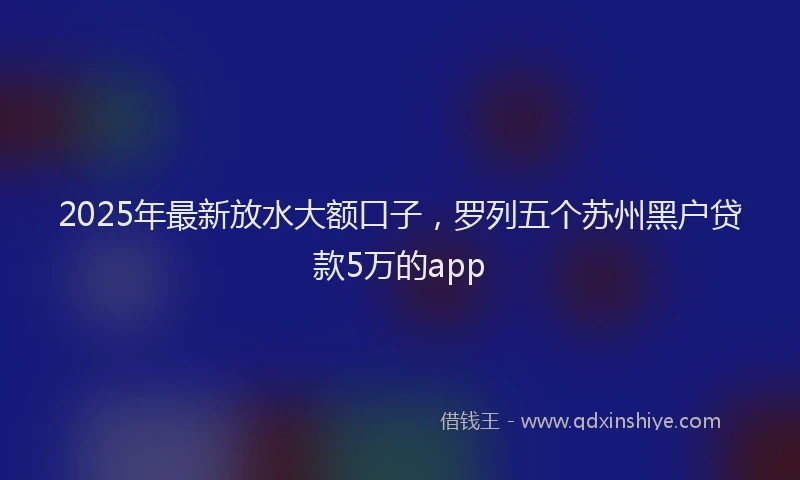 2025年最新放水大额口子，罗列五个苏州黑户贷款5万的app