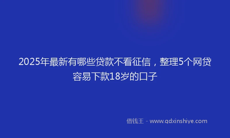 2025年最新有哪些贷款不看征信，整理5个网贷容易下款18岁的口子