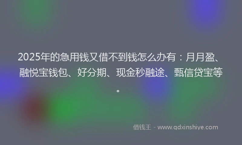 2025年的急用钱又借不到钱怎么办有：月月盈、融悦宝钱包、好分期、现金秒融途、甄信贷宝等。