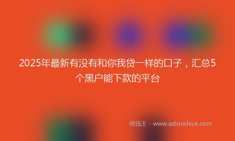 2025年最新有没有和你我贷一样的口子，汇总5个黑户能下款的平台