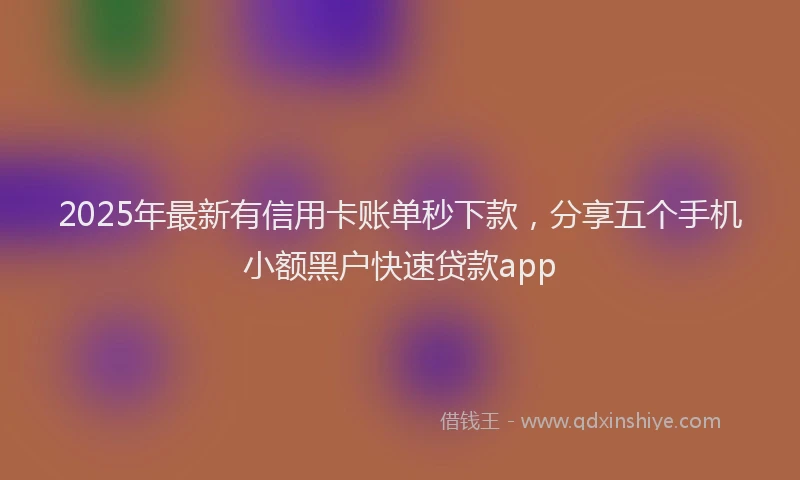 2025年最新有信用卡账单秒下款，分享五个手机小额黑户快速贷款app