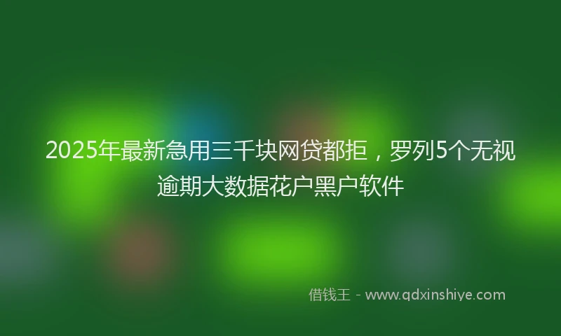 2025年最新急用三千块网贷都拒，罗列5个无视逾期大数据花户黑户软件