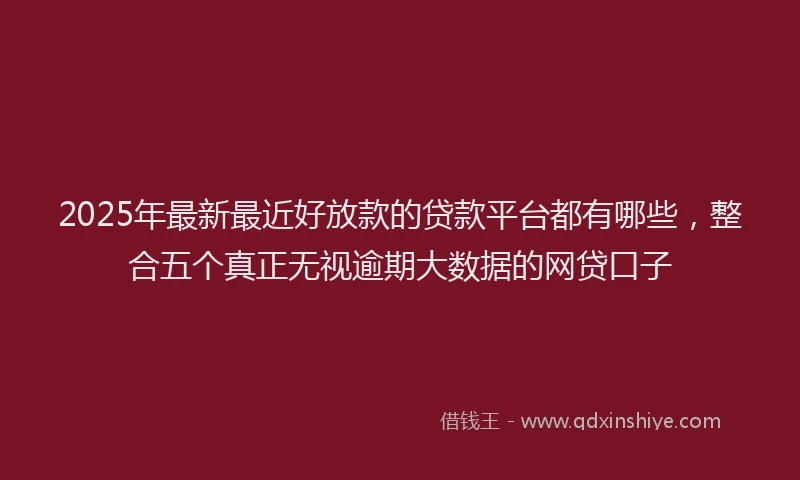 2025年最新最近好放款的贷款平台都有哪些，整合五个真正无视逾期大数据的网贷口子