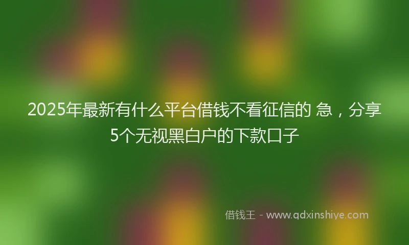 2025年最新有什么平台借钱不看征信的 急，分享5个无视黑白户的下款口子