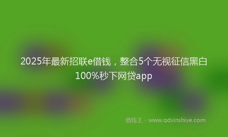 2025年最新招联e借钱，整合5个无视征信黑白100%秒下网贷app