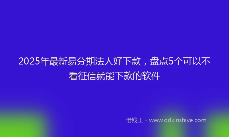 2025年最新易分期法人好下款，盘点5个可以不看征信就能下款的软件
