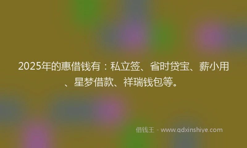 2025年的惠借钱有：私立签、省时贷宝、薪小用、星梦借款、祥瑞钱包等。