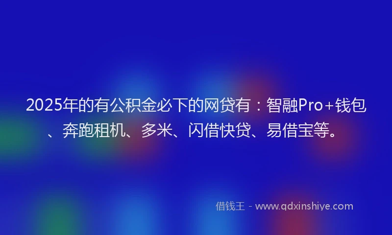 2025年的有公积金必下的网贷有：智融Pro+钱包、奔跑租机、多米、闪借快贷、易借宝等。