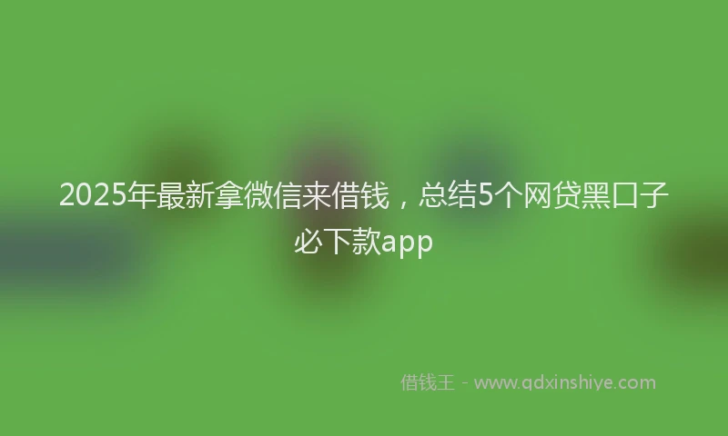 2025年最新拿微信来借钱，总结5个网贷黑口子必下款app