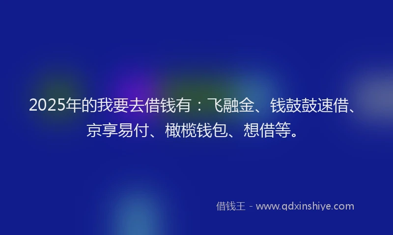2025年的我要去借钱有：飞融金、钱鼓鼓速借、京享易付、橄榄钱包、想借等。