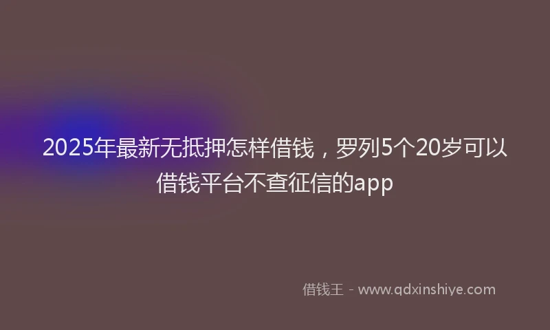 2025年最新无抵押怎样借钱，罗列5个20岁可以借钱平台不查征信的app