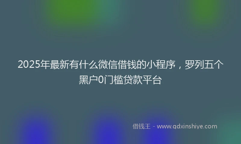 2025年最新有什么微信借钱的小程序，罗列五个黑户0门槛贷款平台