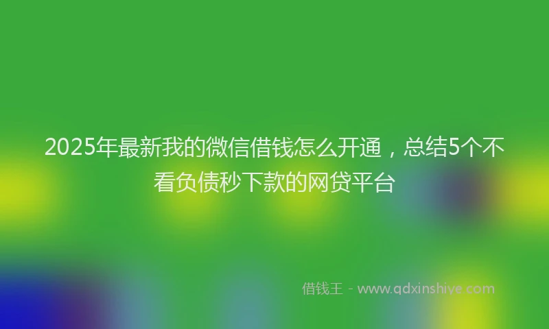 2025年最新我的微信借钱怎么开通，总结5个不看负债秒下款的网贷平台
