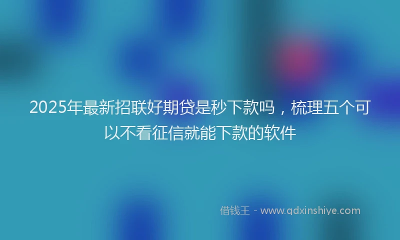 2025年最新招联好期贷是秒下款吗，梳理五个可以不看征信就能下款的软件