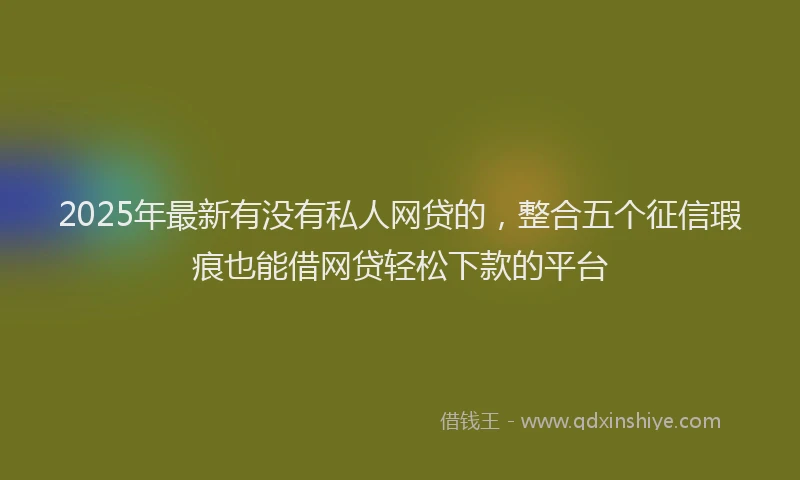 2025年最新有没有私人网贷的，整合五个征信瑕疵也能借网贷轻松下款的平台