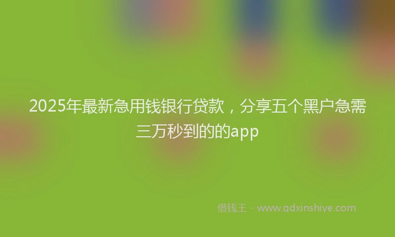 2025年最新急用钱银行贷款，分享五个黑户急需三万秒到的的app