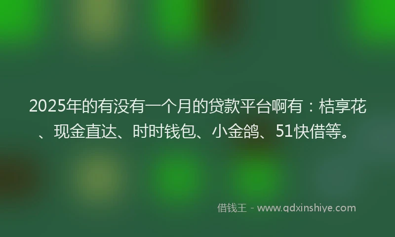 2025年的有没有一个月的贷款平台啊有：桔享花、现金直达、时时钱包、小金鸽、51快借等。
