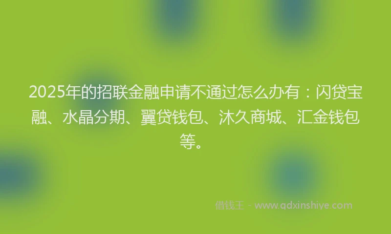 2025年的招联金融申请不通过怎么办有：闪贷宝融、水晶分期、翼贷钱包、沐久商城、汇金钱包等。