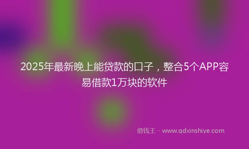 2025年最新晚上能贷款的口子，整合5个APP容易借款1万块的软件