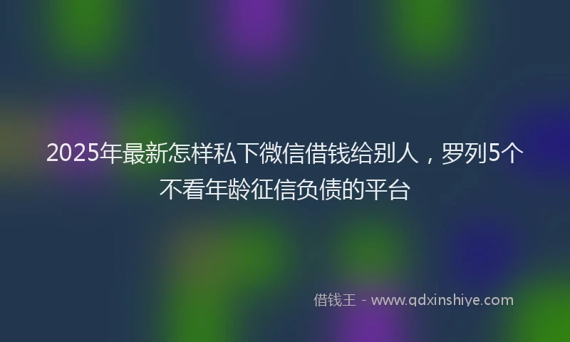 2025年最新怎样私下微信借钱给别人，罗列5个不看年龄征信负债的平台
