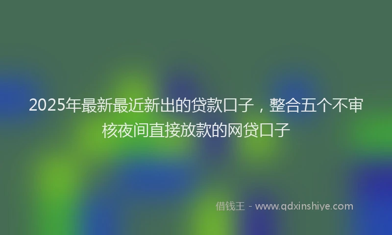 2025年最新最近新出的贷款口子，整合五个不审核夜间直接放款的网贷口子