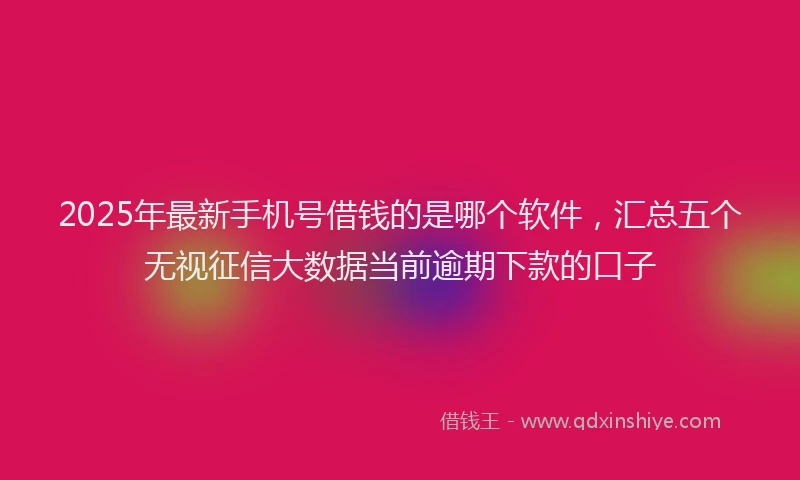 2025年最新手机号借钱的是哪个软件，汇总五个无视征信大数据当前逾期下款的口子