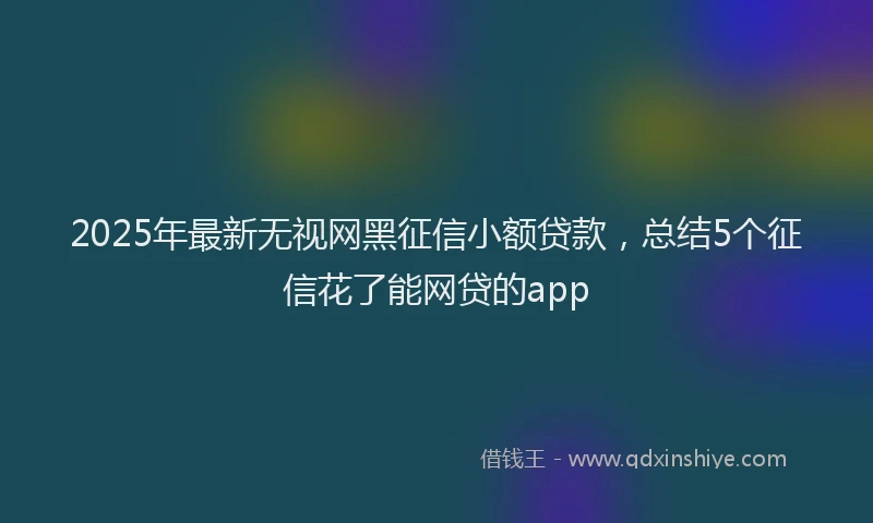 2025年最新无视网黑征信小额贷款，总结5个征信花了能网贷的app