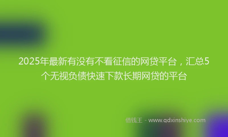 2025年最新有没有不看征信的网贷平台，汇总5个无视负债快速下款长期网贷的平台