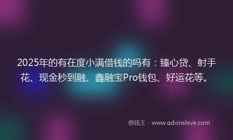 2025年的有在度小满借钱的吗有：臻心贷、射手花、现金秒到融、鑫融宝Pro钱包、好运花等。