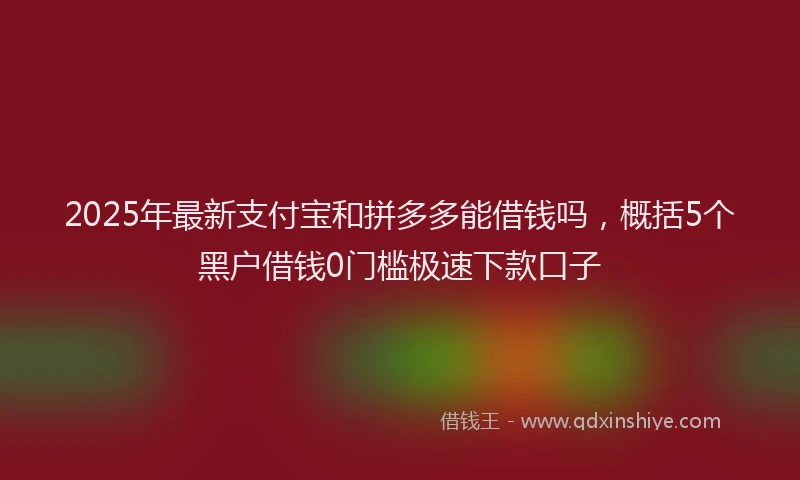 2025年最新支付宝和拼多多能借钱吗，概括5个黑户借钱0门槛极速下款口子