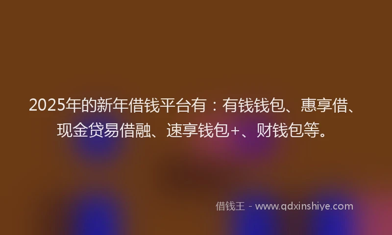 2025年的新年借钱平台有：有钱钱包、惠享借、现金贷易借融、速享钱包+、财钱包等。