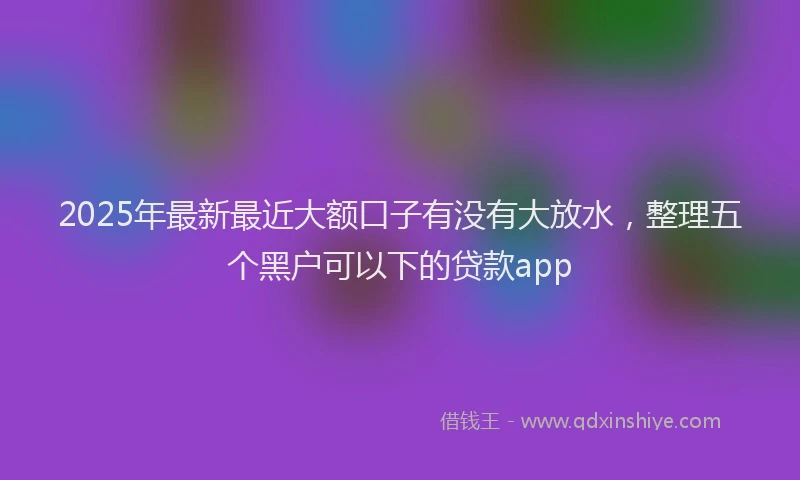 2025年最新最近大额口子有没有大放水，整理五个黑户可以下的贷款app