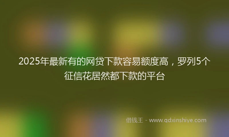 2025年最新有的网贷下款容易额度高，罗列5个征信花居然都下款的平台