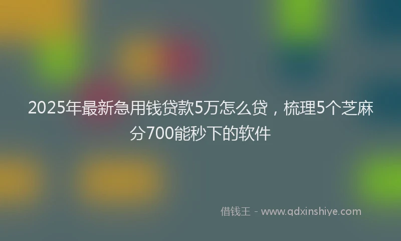 2025年最新急用钱贷款5万怎么贷，梳理5个芝麻分700能秒下的软件