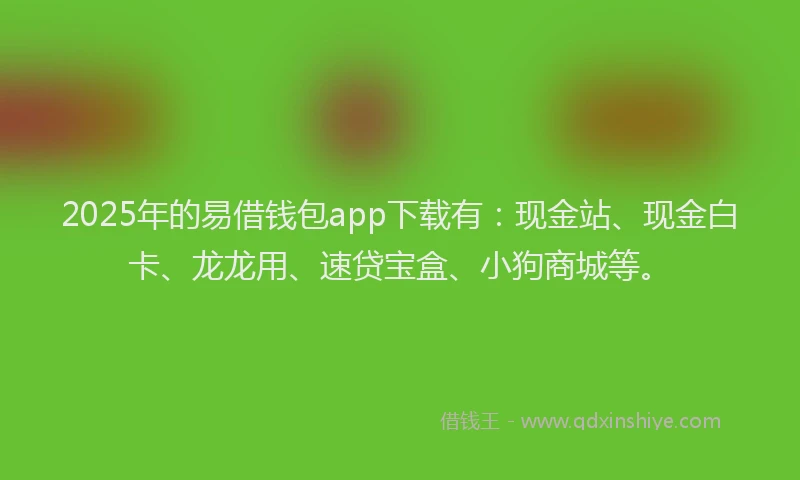 2025年的易借钱包app下载有：现金站、现金白卡、龙龙用、速贷宝盒、小狗商城等。