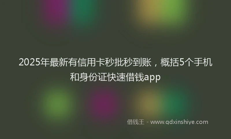2025年最新有信用卡秒批秒到账，概括5个手机和身份证快速借钱app