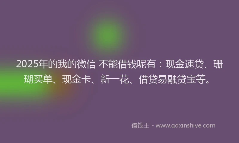 2025年的我的微信 不能借钱呢有：现金速贷、珊瑚买单、现金卡、新一花、借贷易融贷宝等。