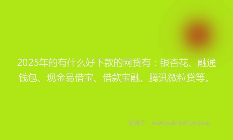 2025年的有什么好下款的网贷有：银杏花、融通钱包、现金易借宝、借款宝融、腾讯微粒贷等。