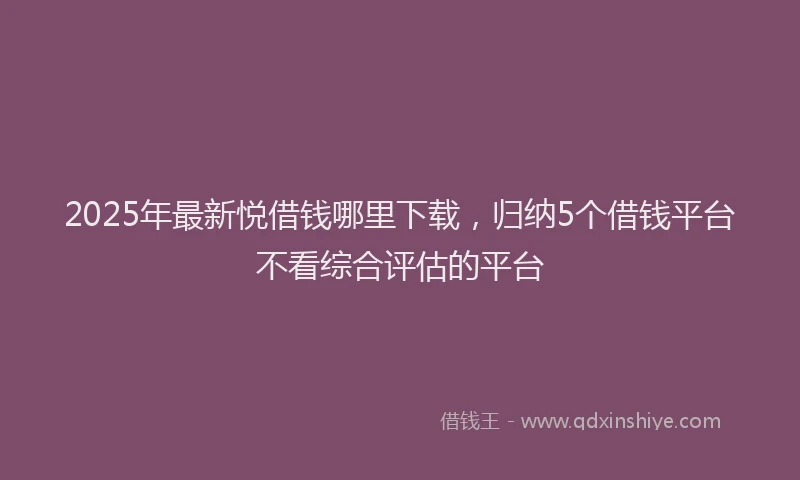 2025年最新悦借钱哪里下载，归纳5个借钱平台不看综合评估的平台