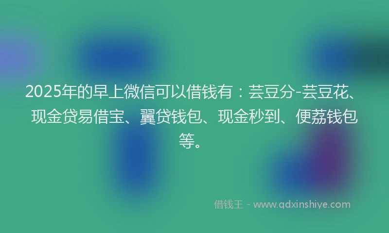 2025年的早上微信可以借钱有：芸豆分-芸豆花、现金贷易借宝、翼贷钱包、现金秒到、便荔钱包等。
