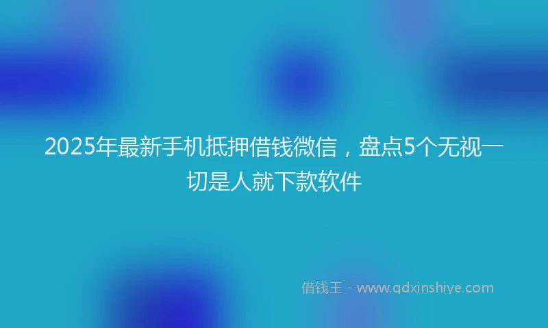 2025年最新手机抵押借钱微信，盘点5个无视一切是人就下款软件