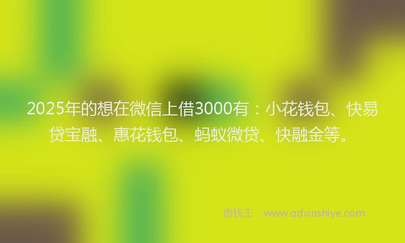 2025年的想在微信上借3000有：小花钱包、快易贷宝融、惠花钱包、蚂蚁微贷、快融金等。