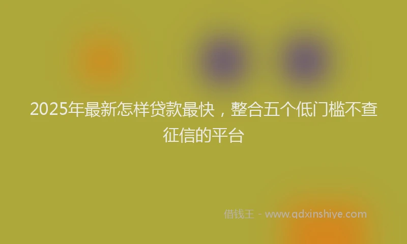 2025年最新怎样贷款最快，整合五个低门槛不查征信的平台