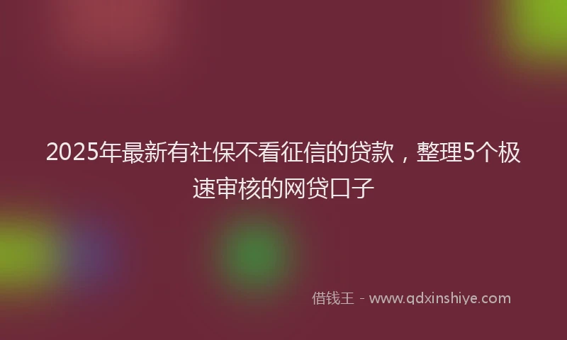 2025年最新有社保不看征信的贷款，整理5个极速审核的网贷口子