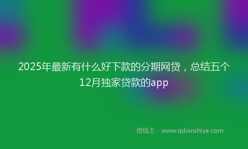2025年最新有什么好下款的分期网贷，总结五个12月独家贷款的app