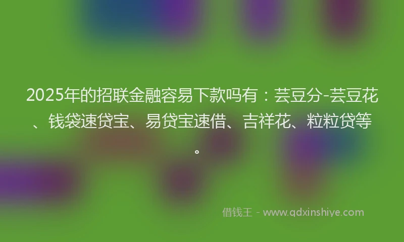 2025年的招联金融容易下款吗有：芸豆分-芸豆花、钱袋速贷宝、易贷宝速借、吉祥花、粒粒贷等。