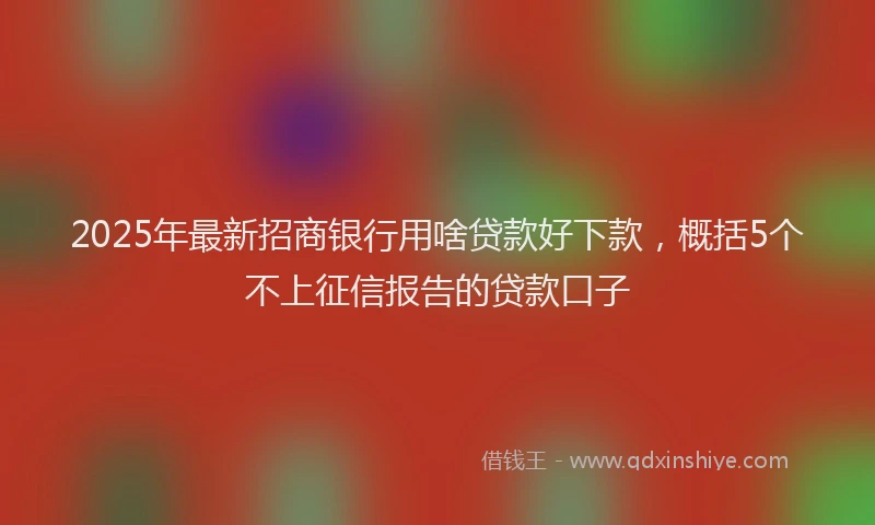 2025年最新招商银行用啥贷款好下款，概括5个不上征信报告的贷款口子